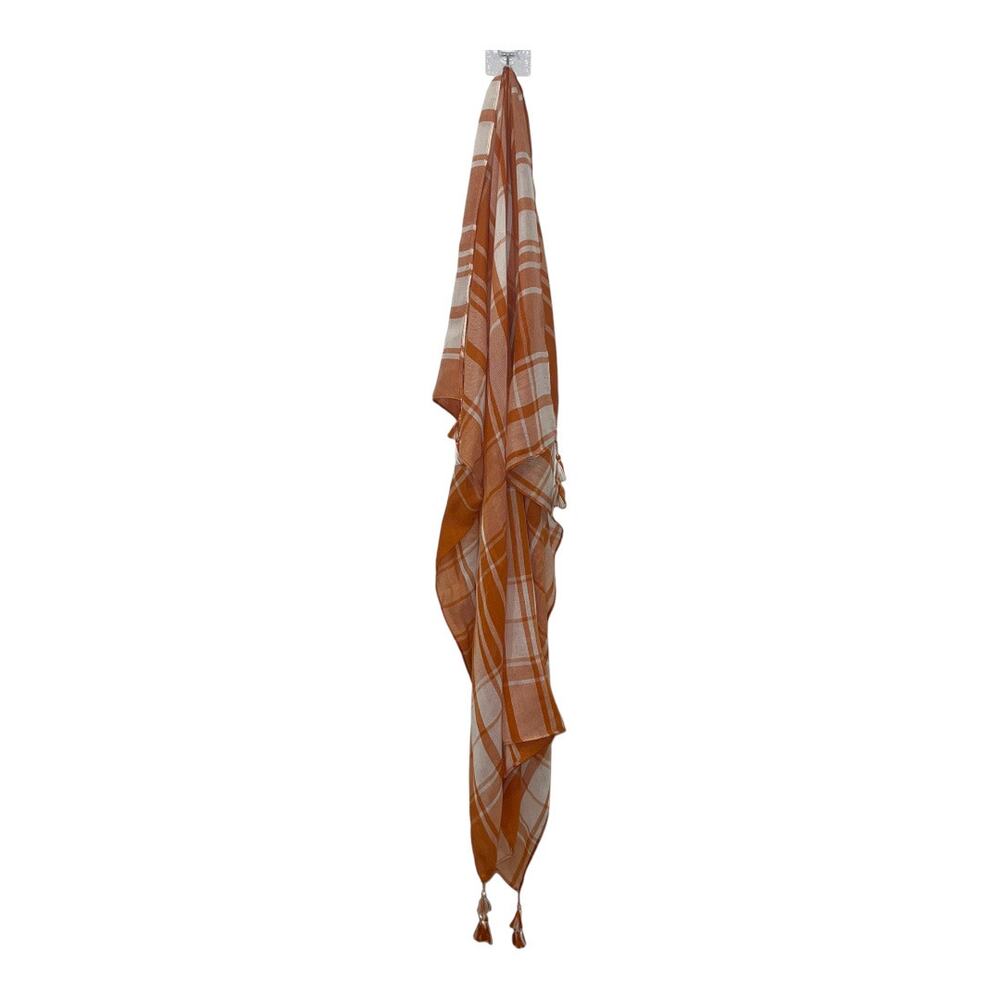 NWT Altar'd State Orange White Tennessee Go Vols UT Plaid Tassel Scarf - Picture 4 of 7